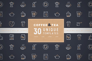 Coffee And Tea Icons Set Concept