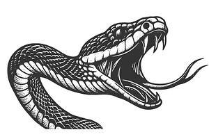 snake with open mouth tattoo, an Animal Illustration by AlexArt