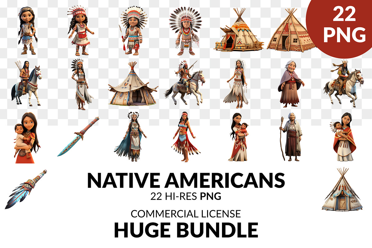 Native Americans PNG Bundle clipart, an Object Graphic by Troyan Studio (Photo 1 of 4)