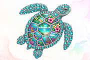 Rhinestone Sea Turtle Summer Beach, a Seasonal Illustration by Sublimation Artist (Thumbnail 1 of 9)