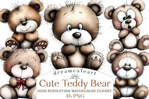 Cute Teddy Bear Emotions Clipart, an Illustration by DreamCafeArt