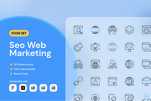 Seo Web Marketing Icon Set, an Outline Icon by Nathaya Studio