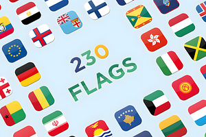 Rounded Flags (230 Flags), an Education Illustration by alpercakici