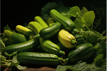 Fresh Ripe zucchini. Generate Ai, a Food & Drink Photo by Ylivdesign