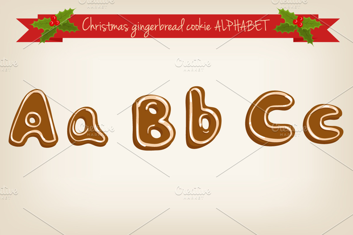 Vector gingerbread alphabet, an Illustration by Alenarozova (Photo 1 of 3)