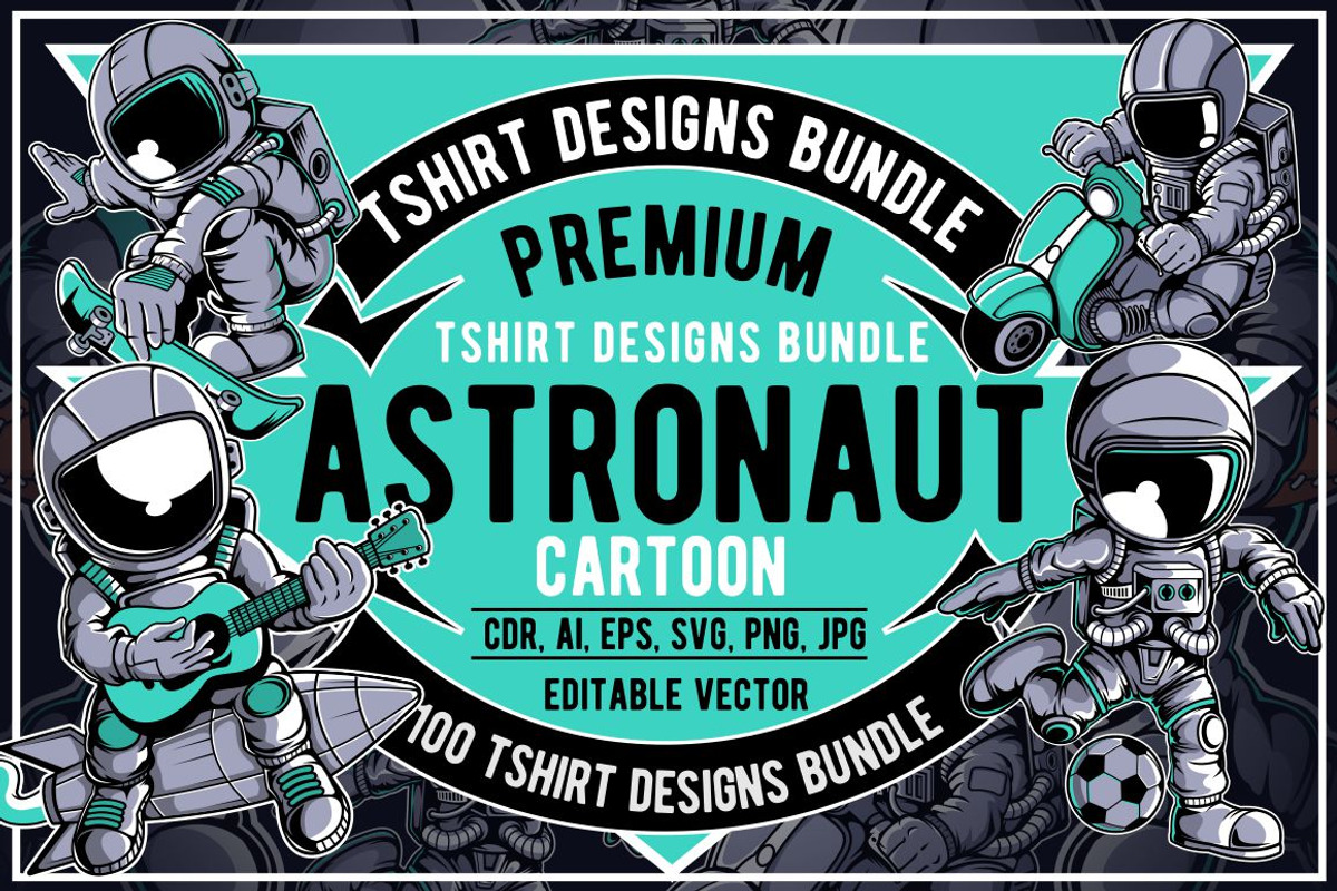 100 Astronaut Cartoon Designs Bundle, an Illustration by roach_graphic (Photo 1 of 16)