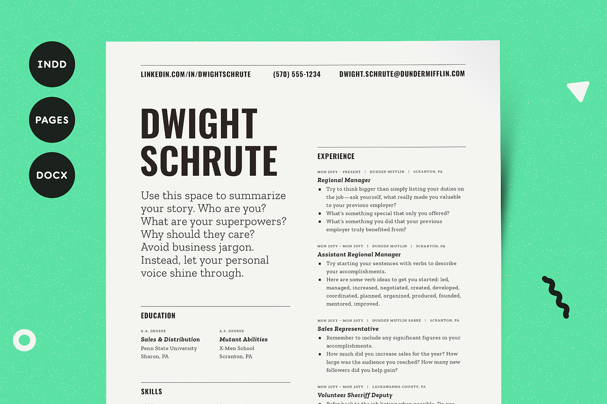 Resume Template Word Pages InDesign, a Resume Template by More Profesh (Photo 1 of 8)