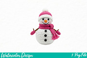Crochet Faux Yarn Christmas Snowman, an Illustration by Watercolor design (Thumbnail 1 of 3)