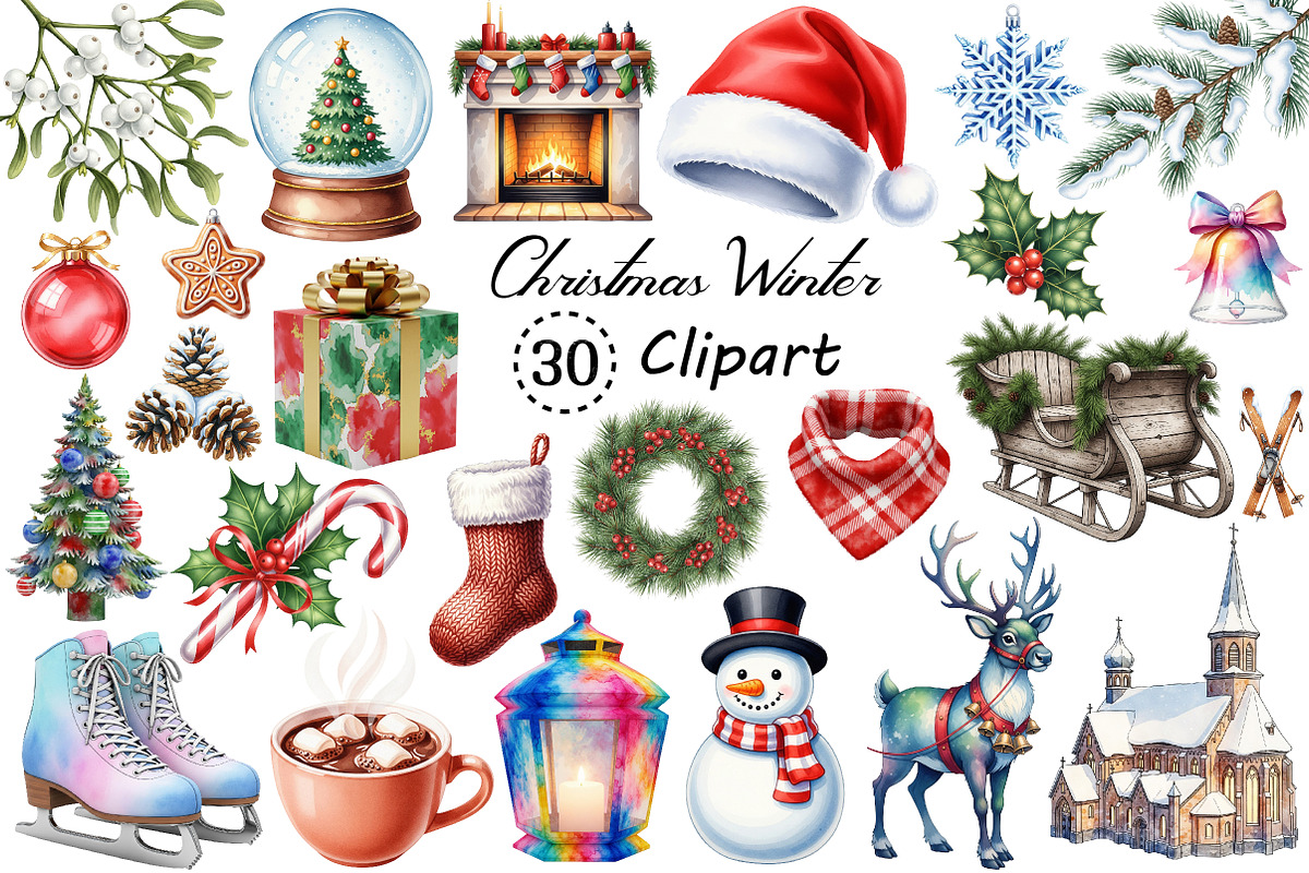Christmas Timeless Winter Clipart, an Illustration by Creative Art (Photo 1 of 9)