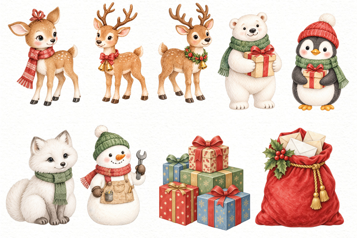 Christmas Watercolor PNG, a Seasonal Illustration by Villa 11 Estudio (Photo 4 of 9)