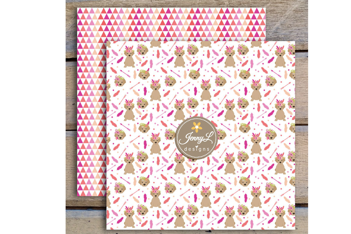 Boho Dogs Digital papers & Clipart, an Animal Illustration by JennyL Designs (Photo 4 of 6)