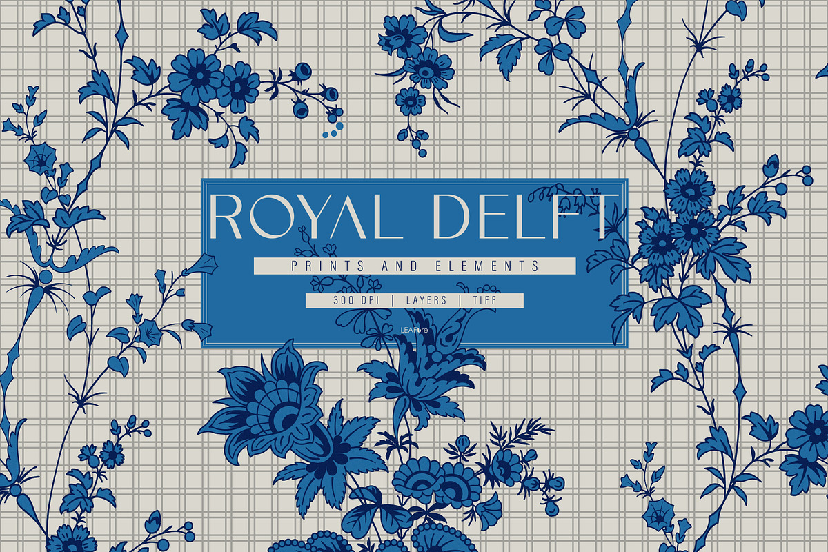 Traditional Royal Delft Prints, a Pattern Graphic by LEAFure (Photo 1 of 10)