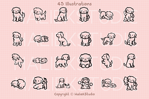 Cute Golden Retriever Stamp Brushes