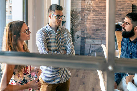 People at a business meeting in the stock photo containing teamwork and, a Person Photo by davidpereiras