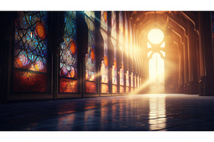 dreamy blurred mosque interior ai, a Background Photo by pikepicture