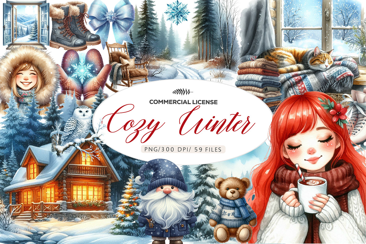 Cozy Winter Clipart, an Illustration by CreationArt (Photo 1 of 5)
