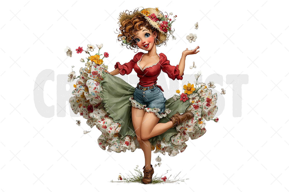 Whimsical Spring Western Girl Clipar, an Illustration by Craft Nest (Photo 12 of 12)