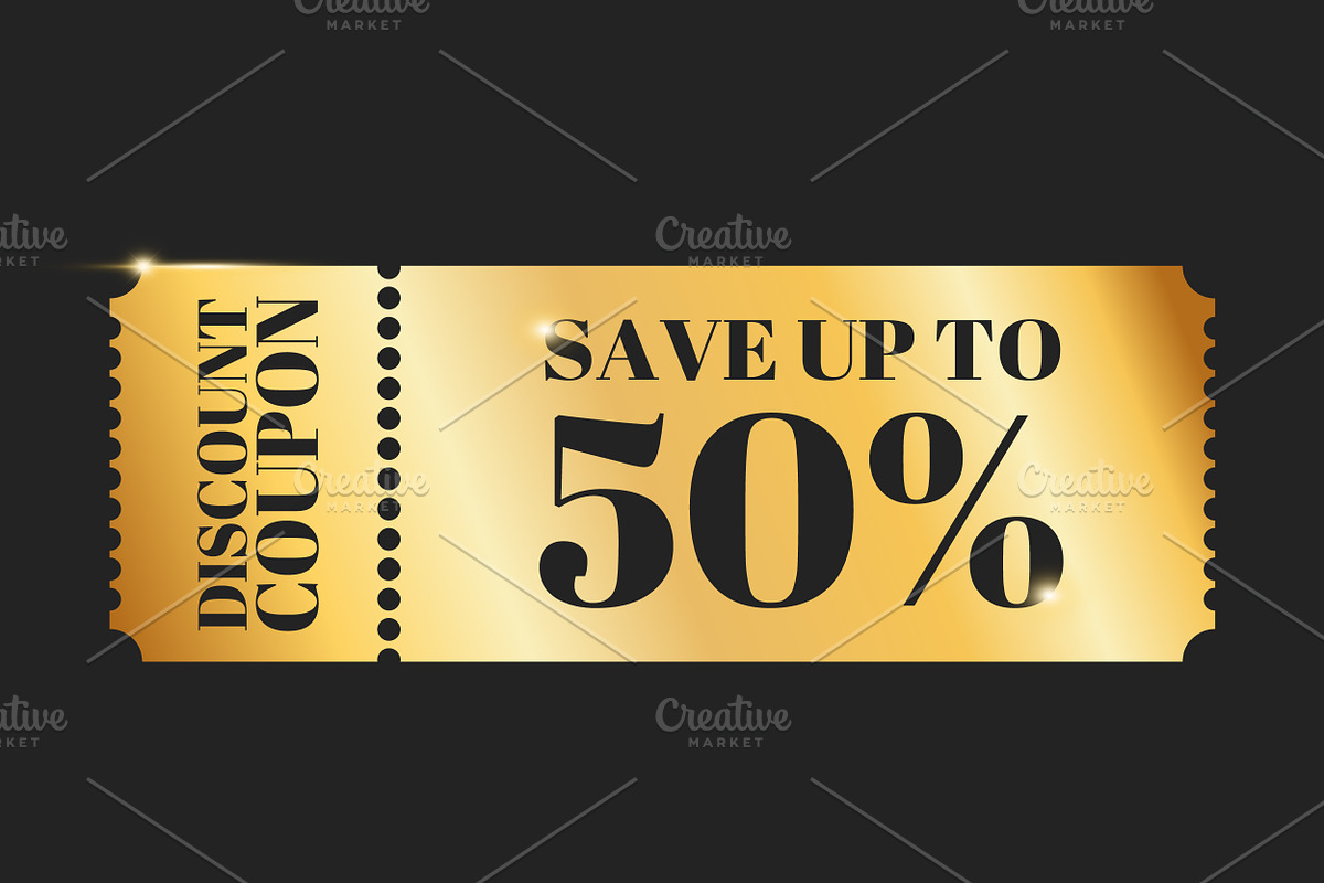 Golden Discount Coupons Set, a Decorative Illustration by PsychocheArt (Photo 3 of 6)