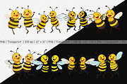 Dancing Bees Clipart, a Graphic by Artnoy (Thumbnail 2 of 5)