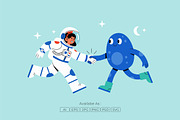 Cute Alien Astronaut Friendship, a Person Illustration by Partikusi Design (Thumbnail 2 of 3)