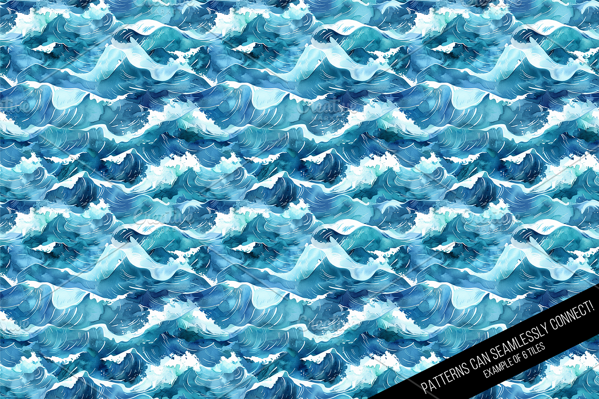 Watercolor Waves Digital Paper, a Pattern Graphic by Chromolume Studio (Photo 23 of 28)