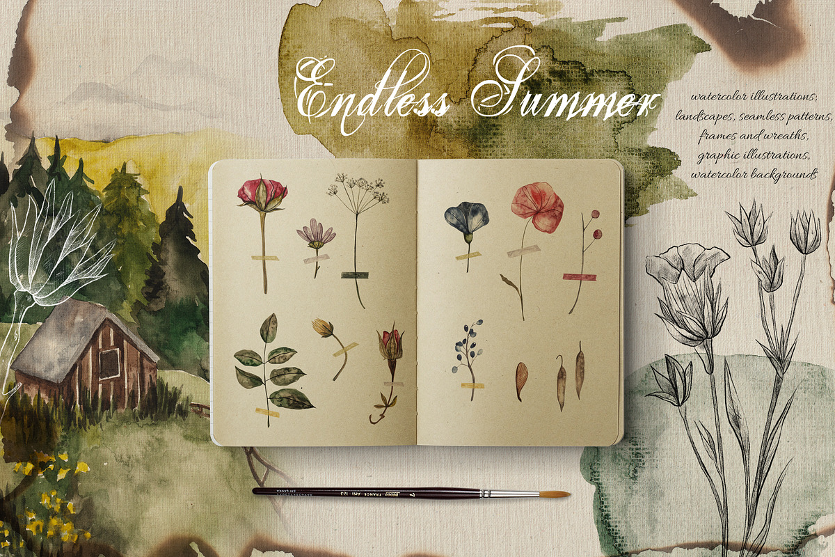 Endless summer. Watercolor set, an Illustration by Scarlet Heath Art (Photo 1 of 18)