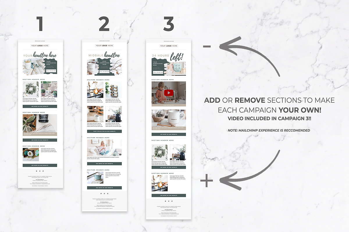 Mailchimp & Canva Template | 3 Pack, an Email Template by Thirty One Palms Studio (Photo 2 of 9)