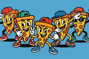 Pizza Cartoon Mascots
