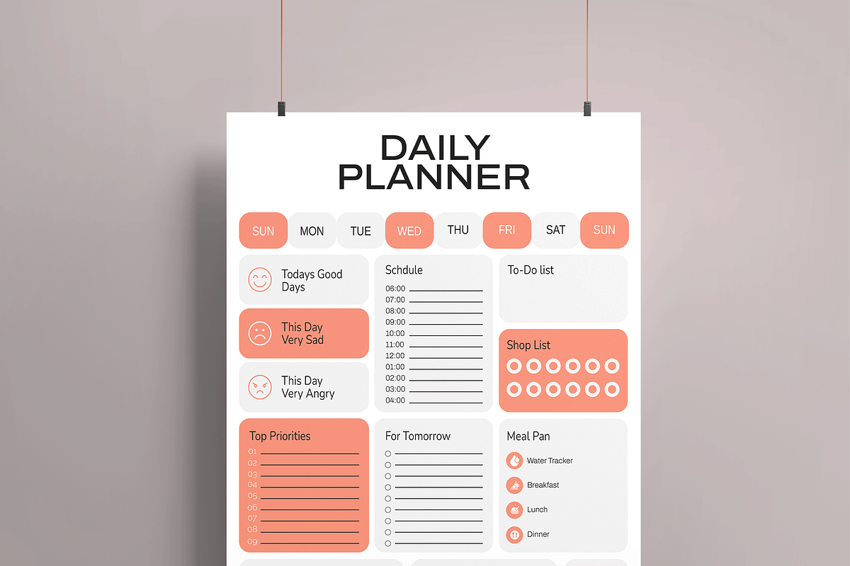 Daily Planner Template, a Stationery Template by MightyDesign (Photo 2 of 8)