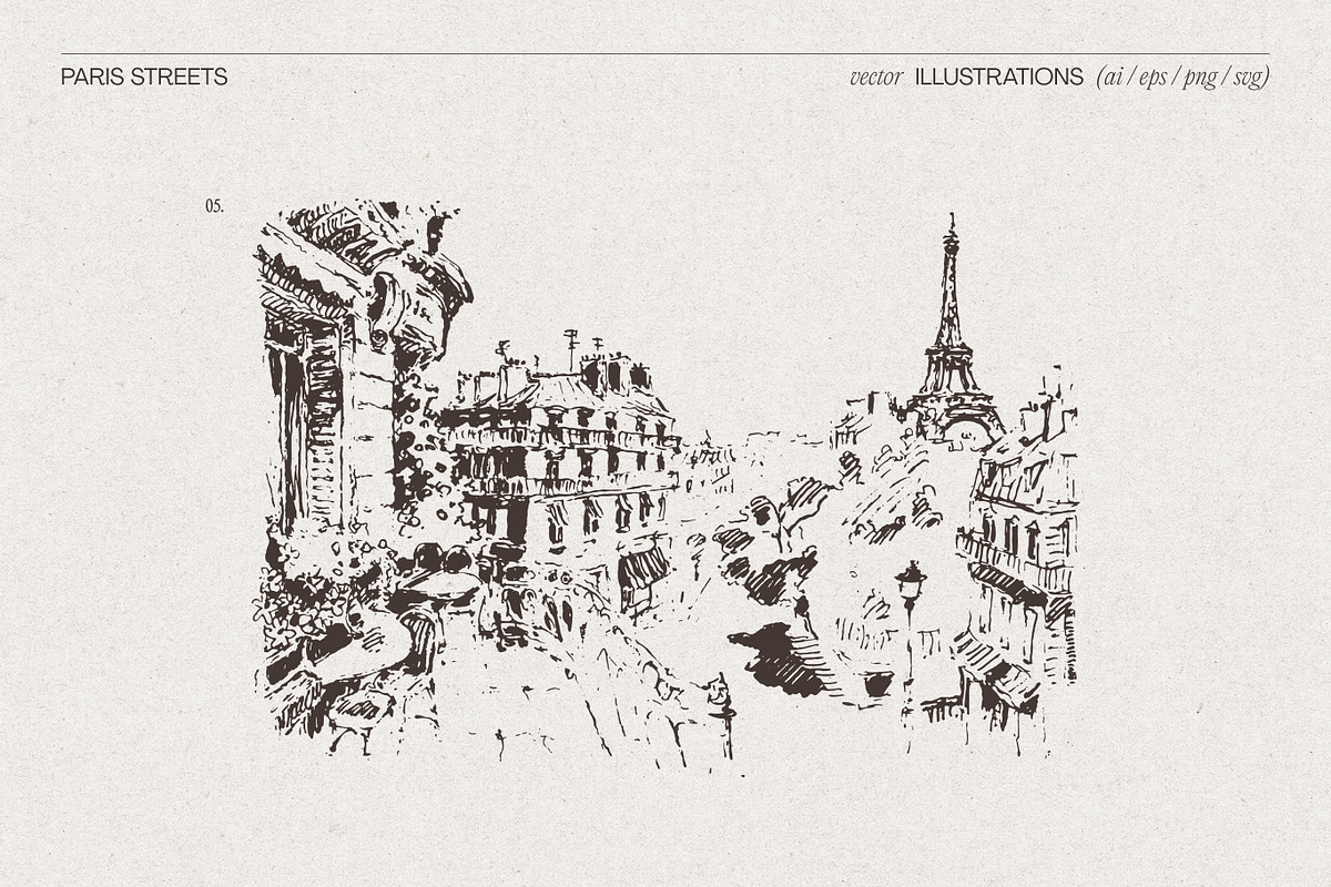 Paris Street Scene Sketches, a Work Illustration by TheMountBirdStudio (Photo 6 of 7)
