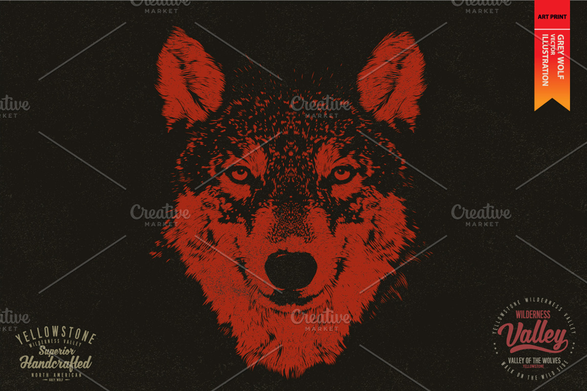 GREY WOLF - Vector illustration, an Animal Illustration by Artistic & Unique (Photo 3 of 12)