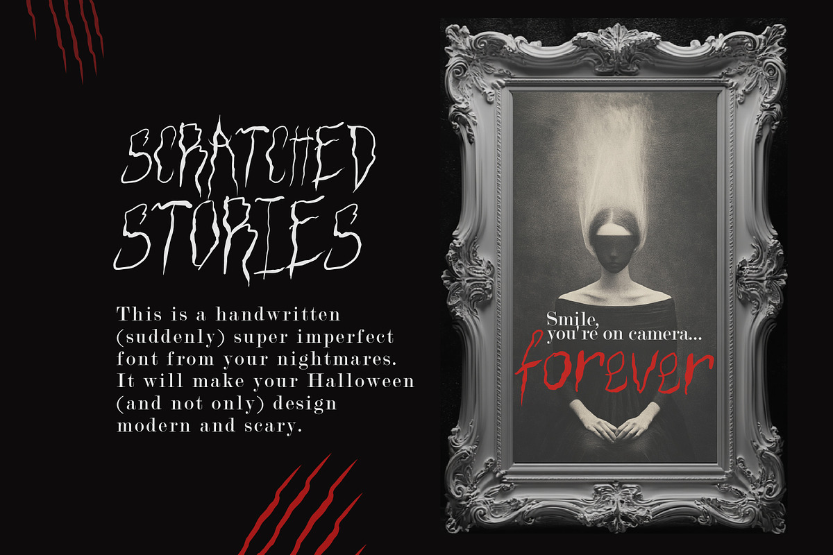Scratched Stories - Halloween Script, a Handwritten Font by Struvictory.art (Photo 3 of 9)