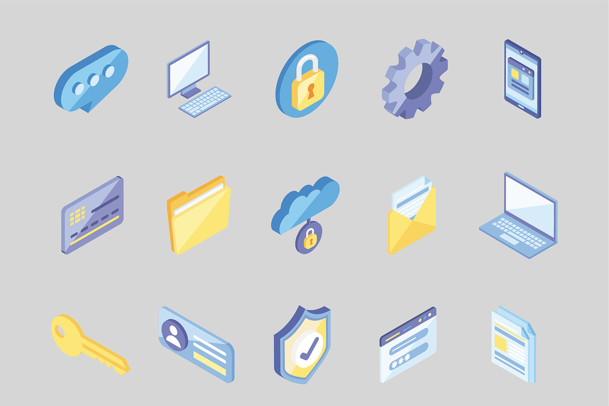 Cybersecurity Isometric Icons