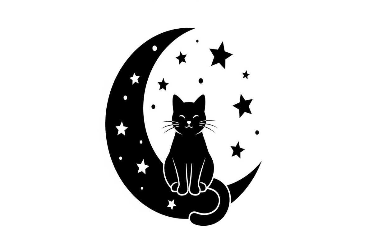 50 Cat Moon Silhouette Vector Bundle, an Illustration by jahid234 (Photo 31 of 51)