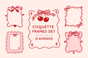 Coquette Bows and Ribbons Frames Set