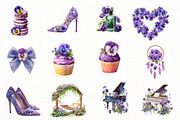 Watercolor Floral Pansies Clipart, an Illustration by Designworld (Thumbnail 5 of 6)