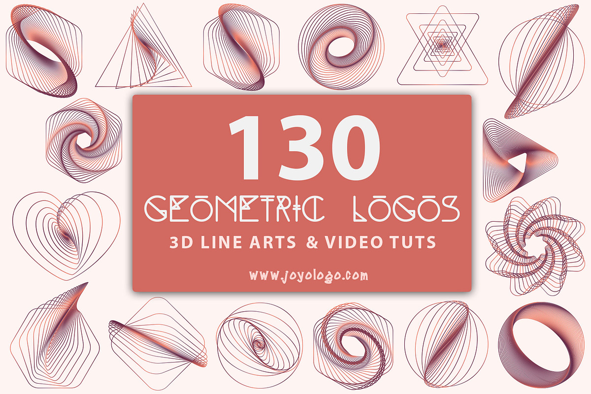 Geometric Logo Generator 3D Line Art, a Branding & Logo Template by joyologo (Photo 1 of 24)