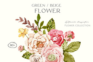 GREEN/BEIGE FLOWER collection