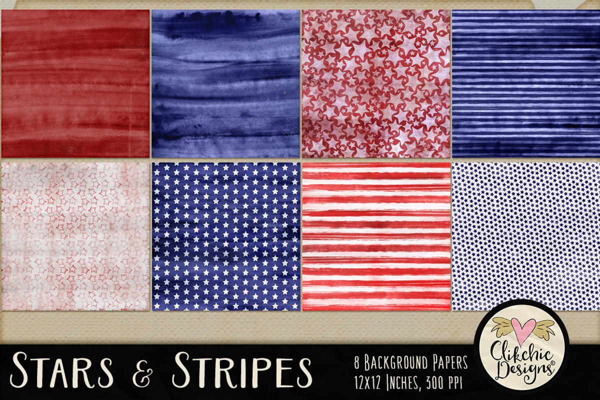 Watercolor Stars & Stripes Textures, a Texture Graphic by Clikchic Designs (Photo 2 of 5)