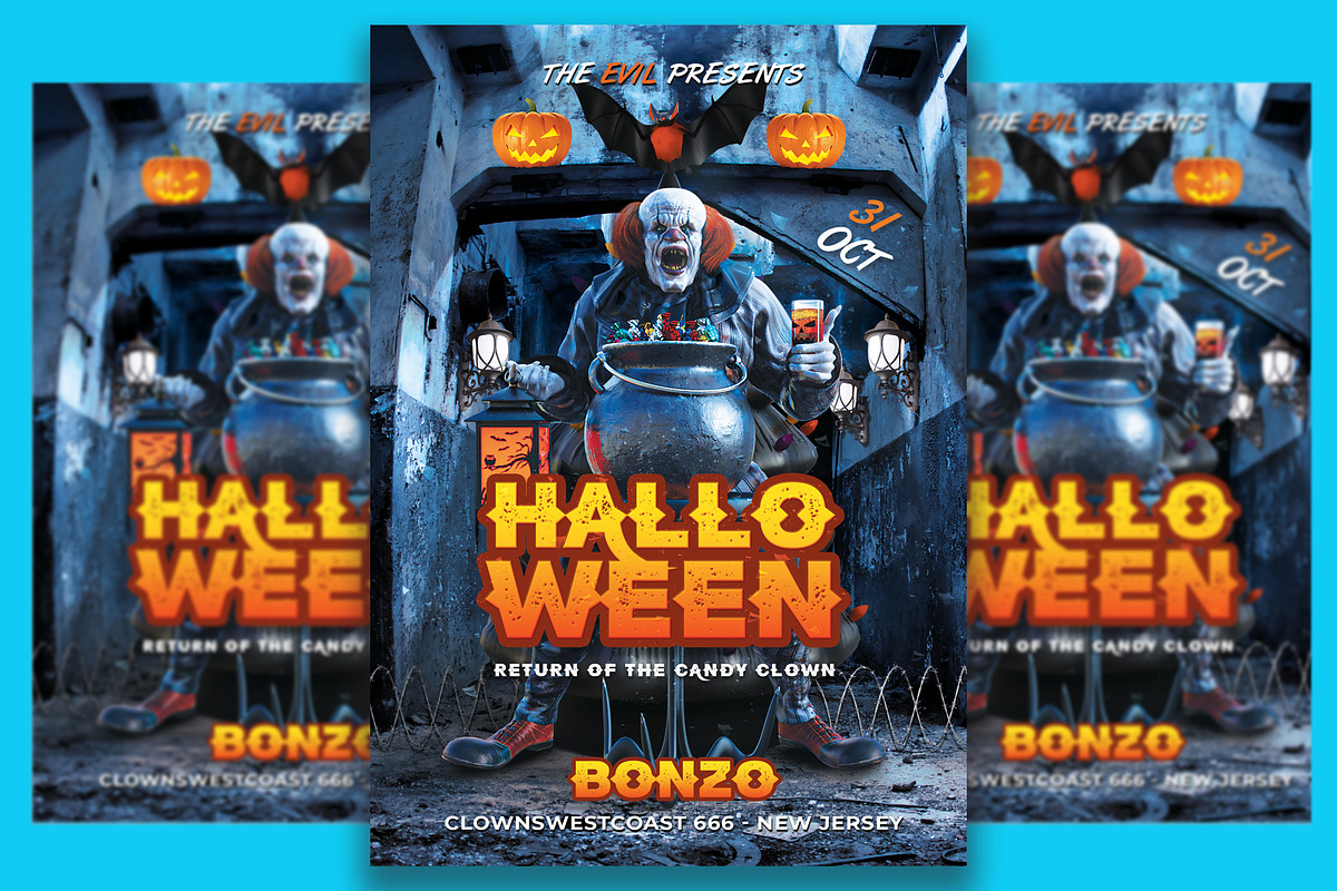 Clowns Mansion Halloween, a Flyer Template by Art and Flyers