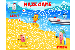 Labyrinth maze game with vitamins, an Education Illustration by Vector Tradition