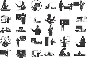teacher classroom silhouettes, an Illustration by Amazin_art