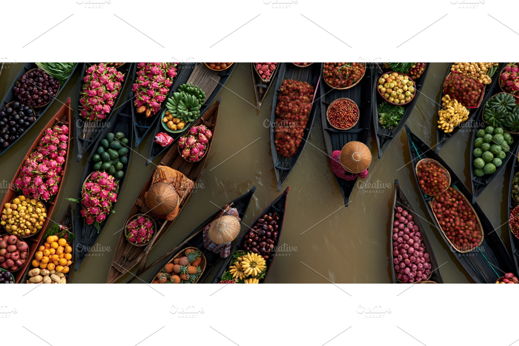 Aerial View of Lok Baintan Floating, a Food & Drink Photo by piter.goskov