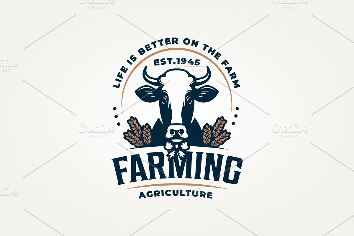vintage farm agriculture emblem logo, a Branding & Logo Template by Blazybone