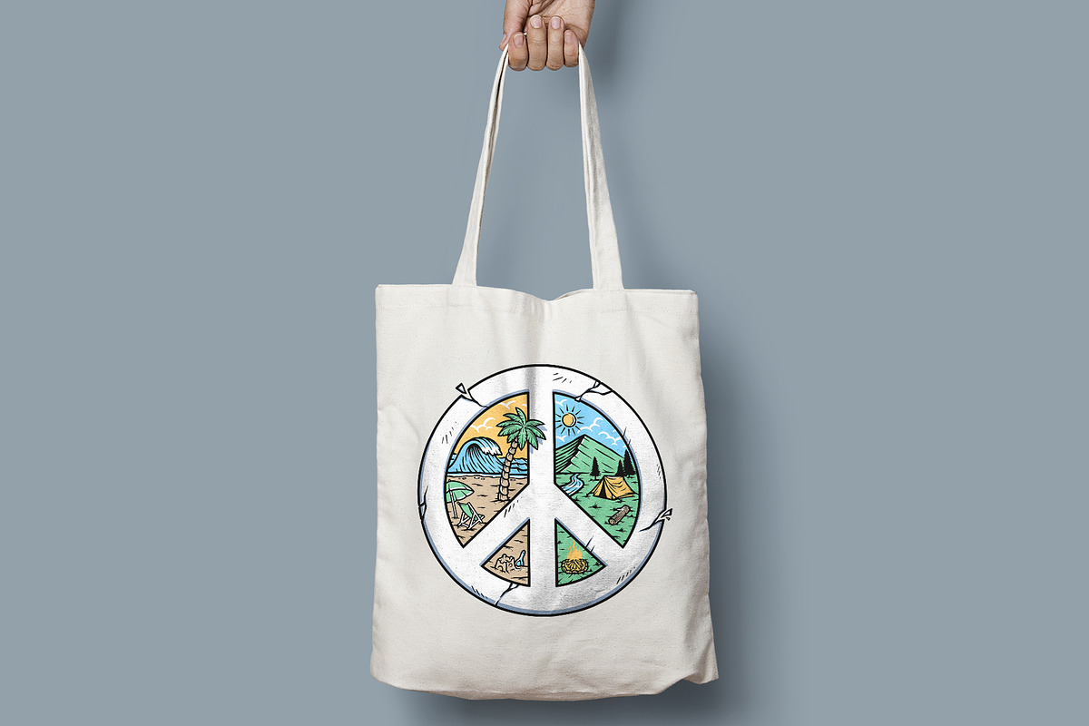 mountain and beach with peace symbol, an Illustration by gunaonedesign (Photo 4 of 4)