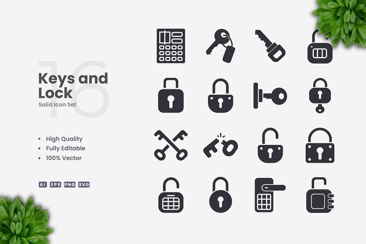Keys and Locks Outline Icons, an Outline Icon by Upnowgraphic