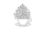 Floral Teacup Line Art Bundle, an Illustration by Gfx_Store (Thumbnail 6 of 51)