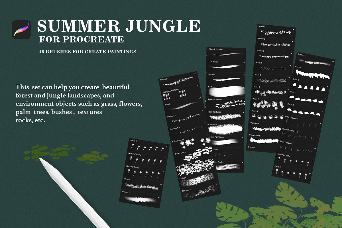 SUMMER Environment Procreate brushes, a Brush Add-On by Spark Studio Brushes (Photo 3 of 8)