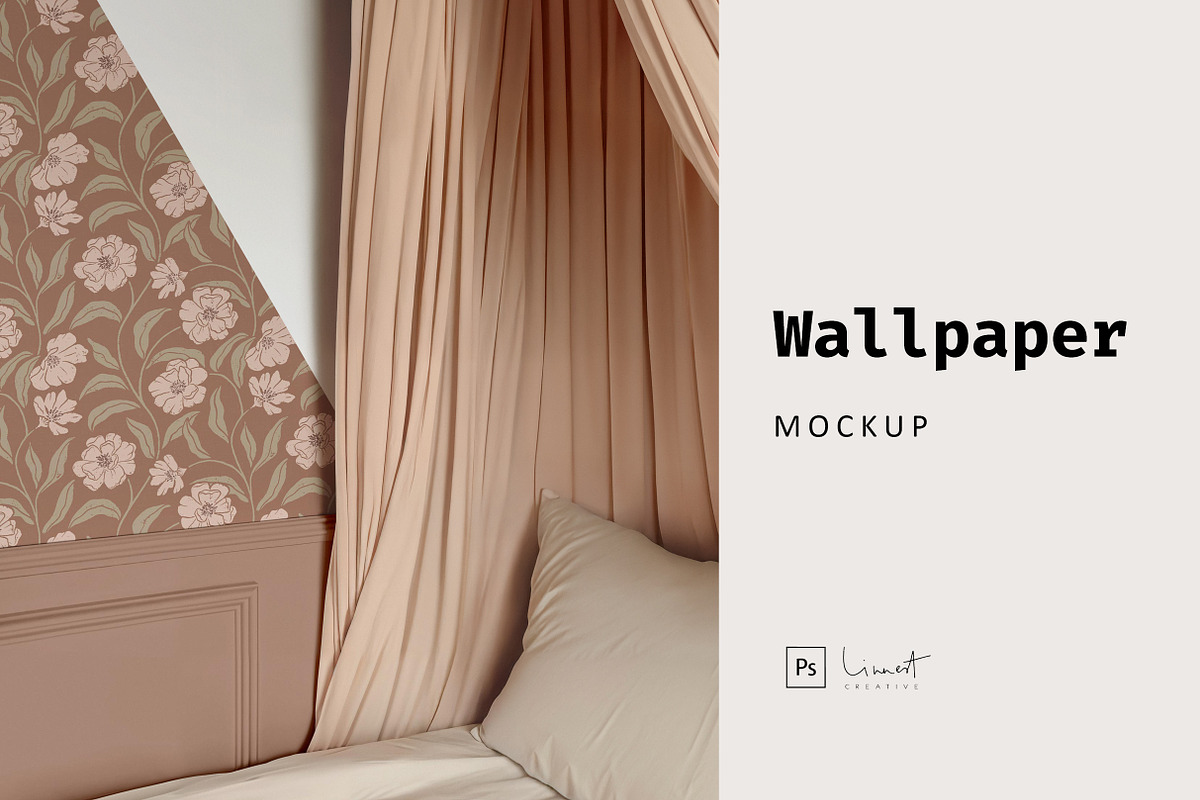 Vintage Bedroom Wallpaper Mockup, a Household Mockup by LinnestCreative (Photo 1 of 5)