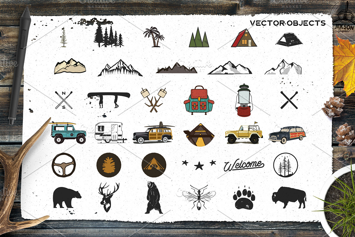 Vintage Camp Badge Logo Mega Kit, a Branding & Logo Template by JeksonGraphics (Photo 24 of 37)